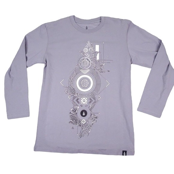 Threyda Shirt Mens Medium Gray‎ Pullover Lightweight  Geometric Logo Stretch - Picture 1 of 8